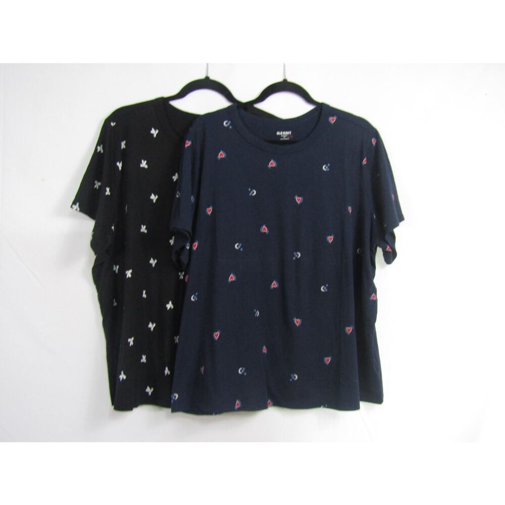 Old Navy Top Bundle Hearts Bows Blue Black sz‎ 2X Cotton Nautical Outdoor